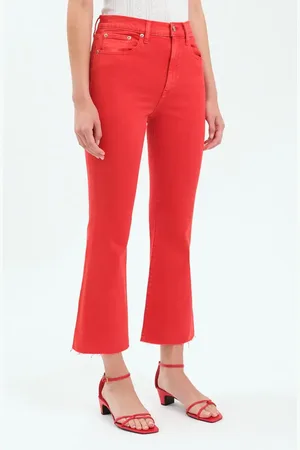 Danny Daze Shy Girl High Waist Raw Hem Crop Flare Jeans in at Nordstrom, Size 23