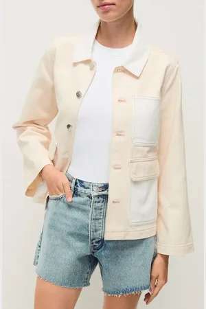 VERONICA BEARD Dahl Colorblock Crop Cotton Chore Jacket in at Nordstrom, Size X-Small