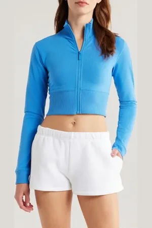 Florence By Mills Crop Stretch Cotton Blend Track Jacket in at Nordstrom, Size X-Large