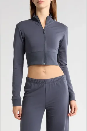 Florence By Mills Crop Stretch Cotton Blend Track Jacket in at Nordstrom, Size Medium