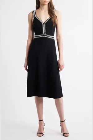 Ming Wang Bead Detail A-Line Dress in at Nordstrom, Size X-Small