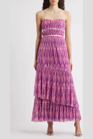Hutch Print Pliss?? Layered Ruffle Strapless Gown in at Nordstrom, Size 2