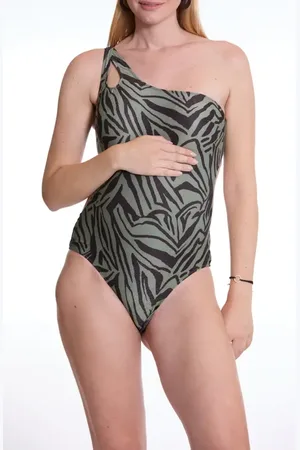 Cache Coeur Safari One-Shoulder One-Piece Maternity Swimsuit in at Nordstrom, Size Medium