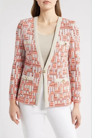 Ming Wang Geo Jacquard Cardigan in at Nordstrom, Size Medium
