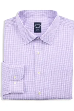 Brooks Brothers Big & Tall Non-Iron Micro Check Dress Shirt in at Nordstrom, Size 18 - 34