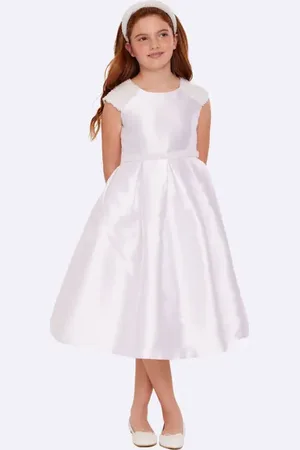 Iris & Ivy Mikado Embellished Pearl Communion Dress in at Nordstrom, Size 7