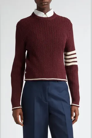 Thom Browne 4-Bar Baby Cable Knit Crop Sweater in at Nordstrom, Size 8 Us