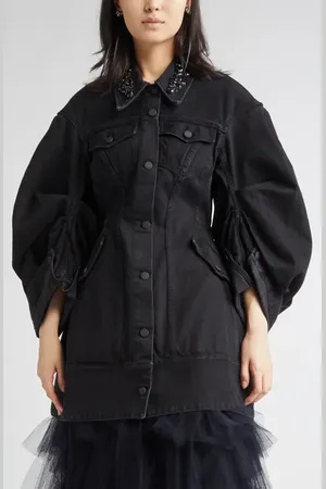 Simone Rocha Crystal Embellished Sculpted Denim Jacket in at Nordstrom, Size 4
