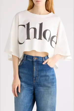 Chloé Oversize Crop Graphic T-Shirt in at Nordstrom, Size Large