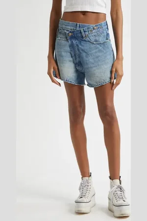 R13 Crossover Distressed Denim Shorts in at Nordstrom, Size 25
