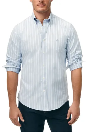 Brooks Brothers Regular Fit Stripe Oxford Non Iron Stretch Cotton Button-Down Shirt in at Nordstrom, Size X-Large