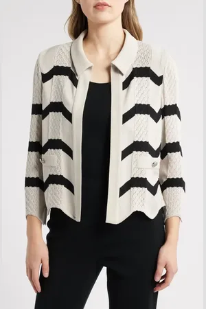 Ming Wang Pointelle Stripe Cardigan in at Nordstrom, Size X-Small