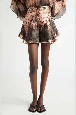 ZIMMERMANN Flutter Tropical Floral Silk & Cotton Shorts in at Nordstrom, Size 4