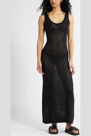 BP. Sheer Pointelle Maxi Cover-Up Dress in at Nordstrom, Size Large