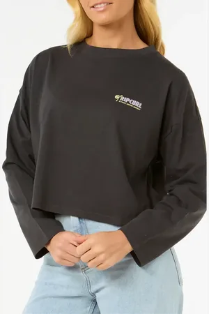 Rip Curl Cala Long Sleeve Crop Graphic T-Shirt in at Nordstrom, Size Large