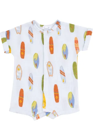 Angel Dear Surfboard Print Organic Cotton Gauze Romper in at Nordstrom, Size 18-24M