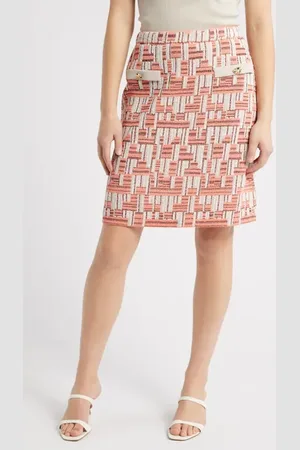 Ming Wang Geo Knit A-Line Skirt in /Black at Nordstrom, Size Large