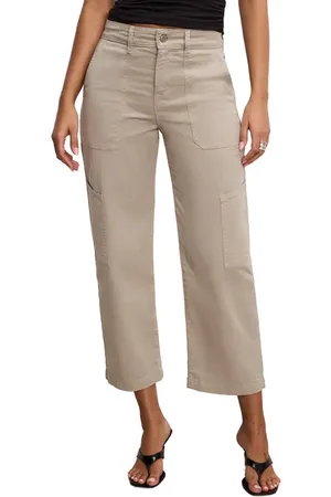 GOOD AMERICAN Crop Twill Cargo Pants in at Nordstrom