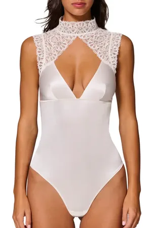Simone Pérèle Symphonie Lace & Satin Bodysuit in at Nordstrom, Size X-Small