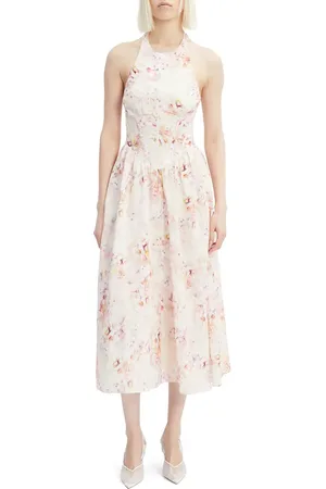 Bardot Kylen Ramie Halter Midi Dress in at Nordstrom, Size 4