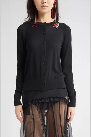 Simone Rocha Crystal Carnation Merino Wool & Silk Cardigan in at Nordstrom, Size Medium