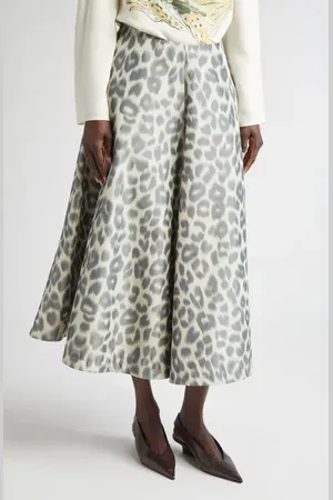 Altuzarra Varda Leopard Print A-Line Midi Skirt in at Nordstrom, Size 14 Us