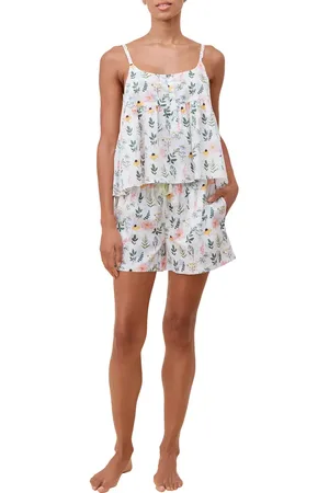 Papinelle Delphine Floral Cotton Sateen Short Pajamas in at Nordstrom, Size Large