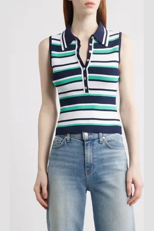 525 America Vivienne Stripe Sleeveless Polo Sweater in at Nordstrom, Size X-Small