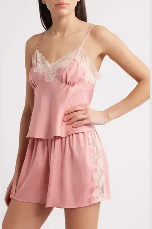 Open Edit Lace Trim Satin Short Pajamas in at Nordstrom, Size Xx-Large