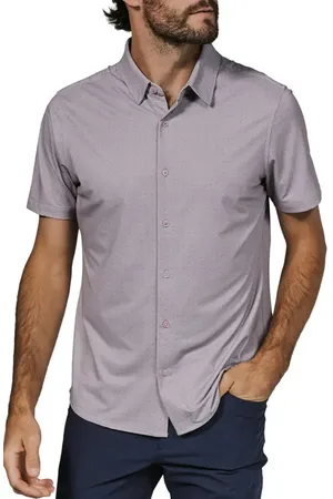 7 Diamonds Ludlow Geo Print Short Sleeve Stretch Button-Up Shirt in at Nordstrom, Size Small