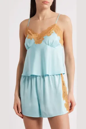 Open Edit Lace Trim Satin Short Pajamas in at Nordstrom, Size Xx-Large