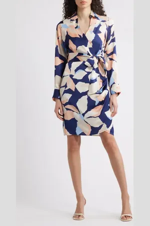 Tahari ASL Print Tie Waist Dress in at Nordstrom, Size 8