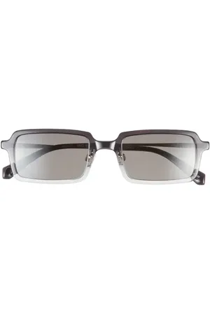 Eyebobs Mogul 50mm Small Polarized Rectangular Sunglasses in Black To Grey Fade /Silver at Nordstrom, Size +3.00
