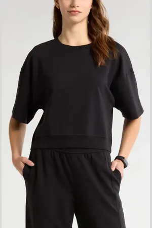 Zella Terry Crewneck Sweatshirt in at Nordstrom, Size Small