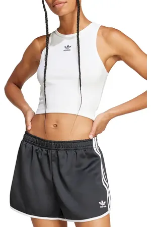 adidas Essentials Lifestyle Rib Crop Tank Top in at Nordstrom, Size Large