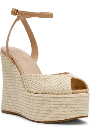Steve Madden Wanona Ankle Strap Peep Toe Platform Wedge Sandal in at Nordstrom, Size 10
