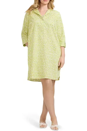 Foxcroft Sloane Leopard Print Shirtdress in at Nordstrom, Size 2X