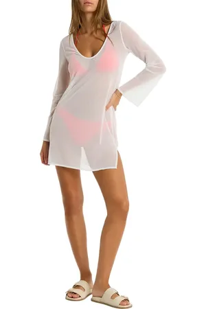 SEA LEVEL Day Club Long Sleeve Mesh Cover-Up Dress in at Nordstrom, Size Medium