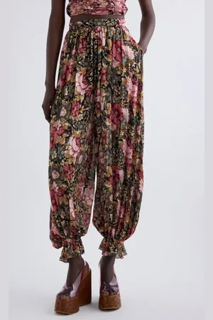 Chloé Floral Print Silk Crop Pants in at Nordstrom, Size 4 Us