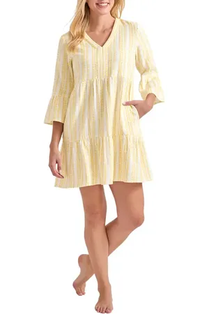 Tommy Bahama Stripe Cotton Tiered Cover-Up Dress in at Nordstrom, Size Small