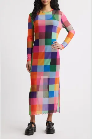 Dressed in Lala Mad About You Long Sleeve Mesh Midi Dress in at Nordstrom, Size X-Large
