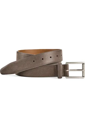 Johnston & Murphy Brushed Microcheck Leather Belt in at Nordstrom, Size 34