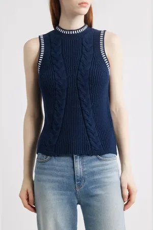 525 America Zoey Cable Stitch Sweater Vest in at Nordstrom, Size X-Large