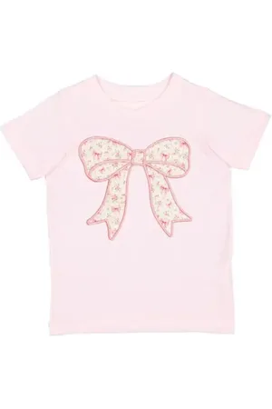 Sweet Wink Ditsy Floral Bow Patch Short Sleeve T-Shirt in at Nordstrom, Size 3T