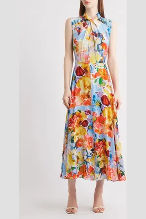 ELIE TAHARI The Raquel Spring Morning Floral Print Sleeveless Dress in at Nordstrom, Size 6