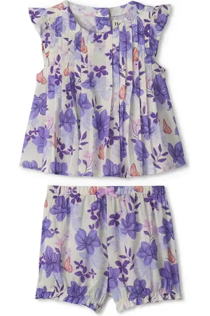 Hatley Painted Magnolias Pintuck Top & Bubble Shorts Set in at Nordstrom, Size 6-9M