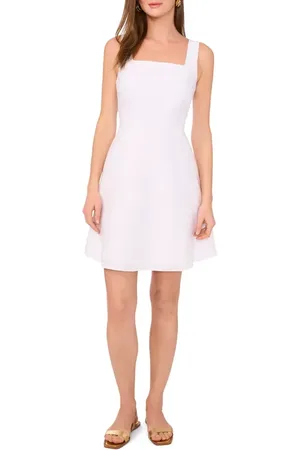 Vince Camuto Square Neck Linen Blend Minidress in at Nordstrom, Size X-Small