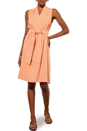 Ming Wang Sleeveless Tie Waist Crepe Dress in at Nordstrom, Size Medium