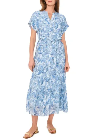 Vince Camuto Print Tiered Maxi Dress in at Nordstrom, Size Large