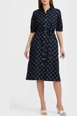 Foxcroft Esther Circle Print Cotton Shirtdress in at Nordstrom, Size Large